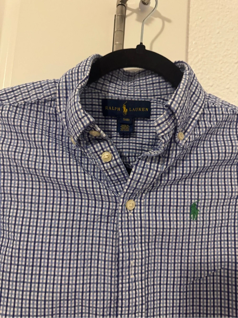 Boys Ralph Lauren Boys' Blue Plaid Button-Down Shirt Small (8)